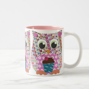 Tasse 2 Couleurs Hibou de rose de correction d'application