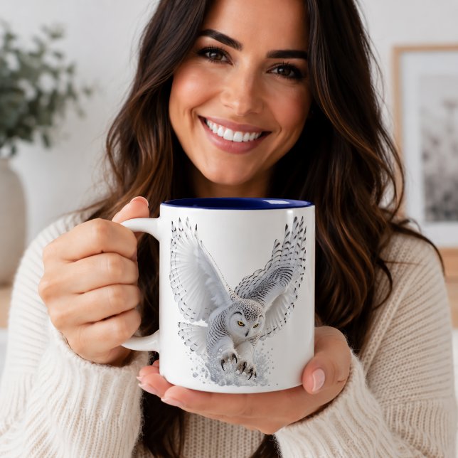 Tasse 2 Couleurs Hibou des neiges plongeant (Créateur téléchargé)