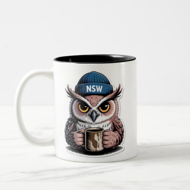 Tasse 2 Couleurs Hibou Nocturne Grincheux (Gauche)