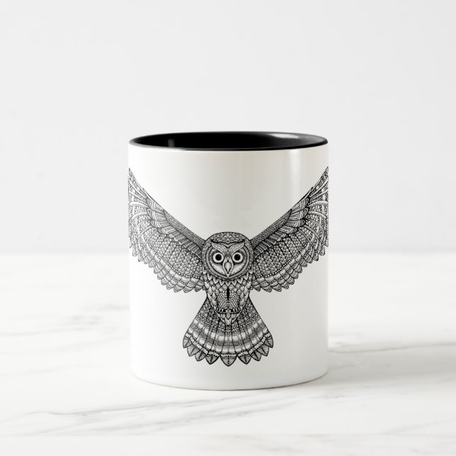 Tasse 2 Couleurs Hibou Zendoodle de vol (Centre)