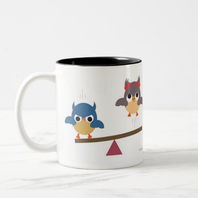 Tasse 2 Couleurs Hiboux d'amusement (Gauche)