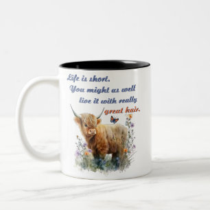 Tasse 2 Couleurs Highland Cow Hair Stylliste Mug, Cadeau pour Coiff
