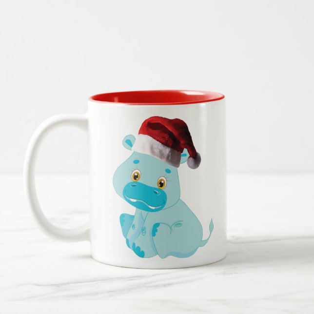 Tasse 2 Couleurs Hippo bébé de Noël (Gauche)