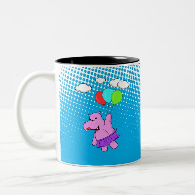 Tasse 2 Couleurs Hippo Rose Volant Avec Ballons (Gauche)