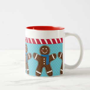 Tasse 2 Couleurs Hiver de bonhomme en pain d'épice bonnes fêtes