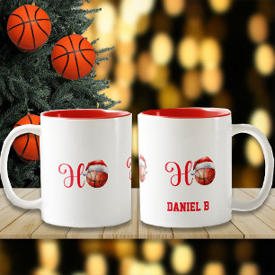 Tasse 2 Couleurs Ho Ho Christmas Basket-ball Nom personnalisé
