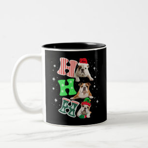Tasse 2 Couleurs Ho Ho Ho Santa en Anglais Bouledogue Rennes Noël