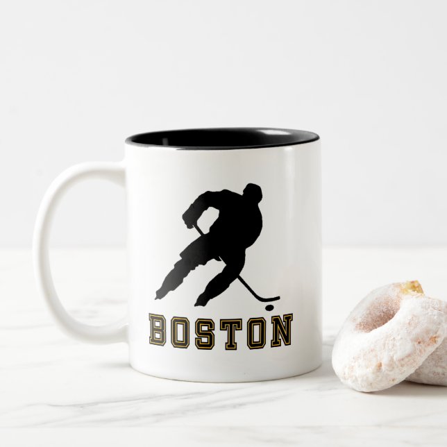 Tasse 2 Couleurs Hockey sur glace de Boston (Avec donut)