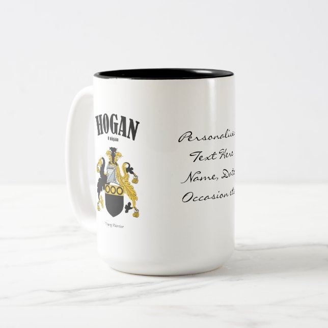 Tasse 2 Couleurs Hogan Family Crest, Traduction & Signification (Devant gauche)