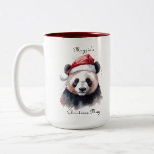 Tasse 2 Couleurs Holly Jolly Christmas Panda personnalisé