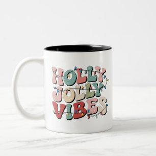 Tasse 2 Couleurs Holly Jolly Noël Cadeau Famille Noël Fêtes