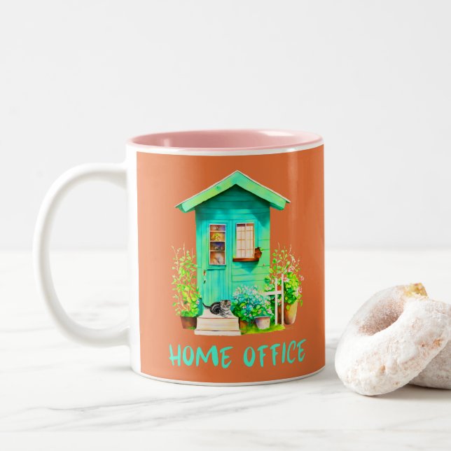 Tasse 2 Couleurs Home Office Garden Shed (Avec donut)