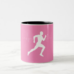 Tasse 2 Couleurs Homme courant silhouette de coureurs sur fond rose