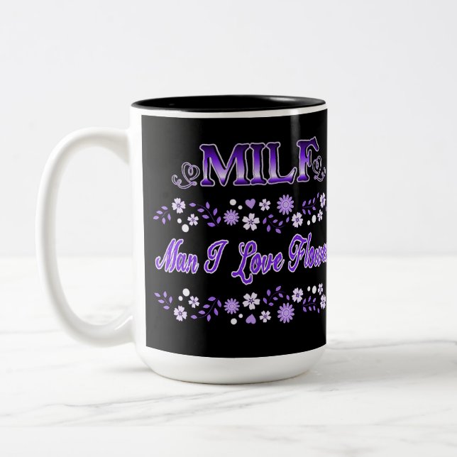 Tasse 2 Couleurs Homme I Love Flowers Purple Text (Gauche)