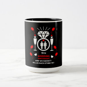 Tasse 2 Couleurs Hommes homosexuels 5e anniversaire de Mariage