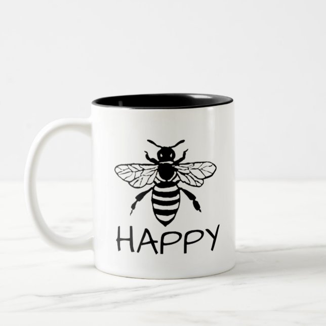 Tasse 2 Couleurs Honey Bee/ Be Happy (Gauche)