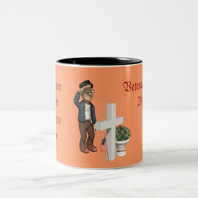 Tasse 2 Couleurs honorer nos anciens combattants - (Centre)