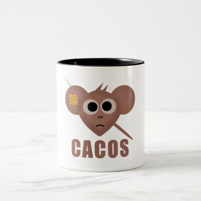 Tasse 2 Couleurs hoodie with cute monkey design (Centre)
