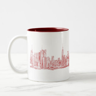 Tasse 2 Couleurs Horizon de New York rouge-rose