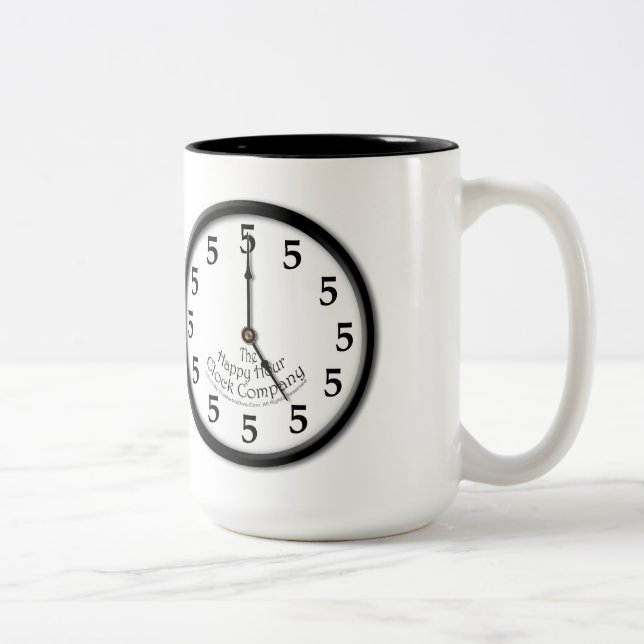 TASSE 2 COULEURS HORLOGE CINQ HEURES (Droit)