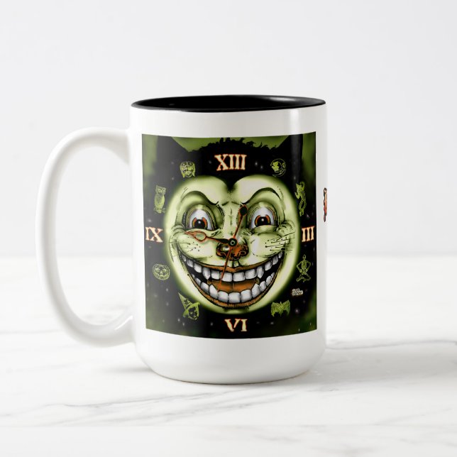 Tasse 2 Couleurs Horloge noire 13 Halloween (Gauche)
