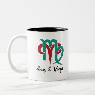 Tasse 2 Couleurs Horoscope de couple Aries et Virgo Zodiac