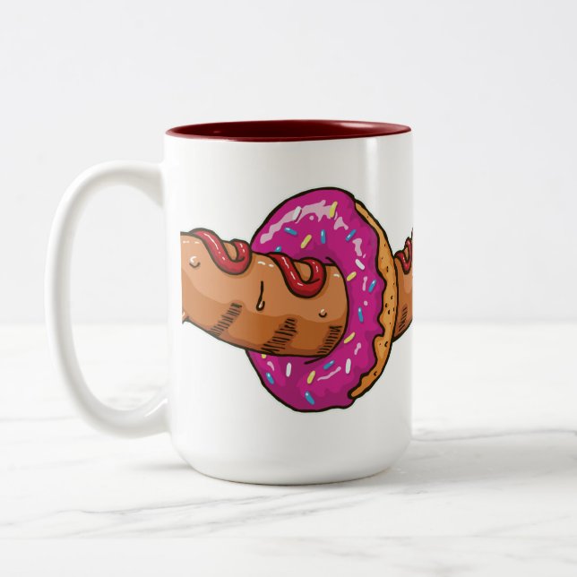 Tasse 2 Couleurs Hot-dog par le trou de beignet (Gauche)