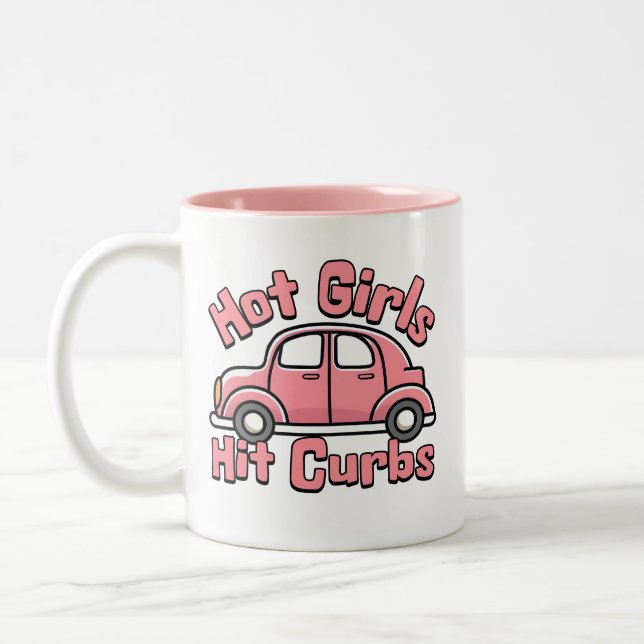 Tasse 2 Couleurs Hot Girls Frappe Curbs Rose Funny (Gauche)