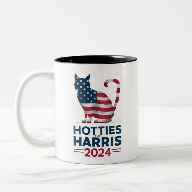 Tasse 2 Couleurs Hotties For Harris 2024 Cat Ladies Kamala Harris (Gauche)
