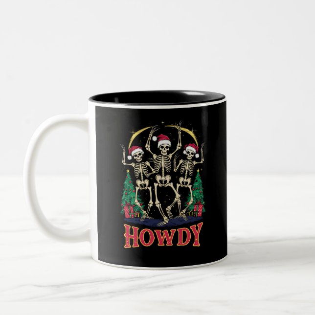 Tasse 2 Couleurs Howdy Dancing Skeleton Funny Noël Holiday (Gauche)