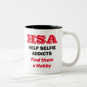Tasse 2 Couleurs "HSA - Aide Selfie Addicts - Trouvez-les un hobby"