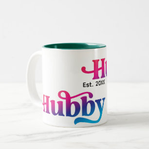 Tasse 2 Couleurs Hubby Couple Mariage Anniversaire personnalisé col