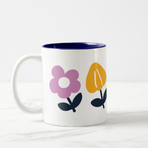 Tasse 2 Couleurs Hugs d'avril et nez mouillé - partie florale