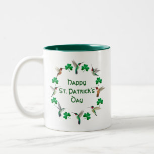 Tasse 2 Couleurs Hummingbirds et Shamrocks Bonne Saint Patrick jour
