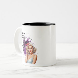 Tasse 2 Couleurs Humour de femme de ménage rétro Blonde Pin-up fill