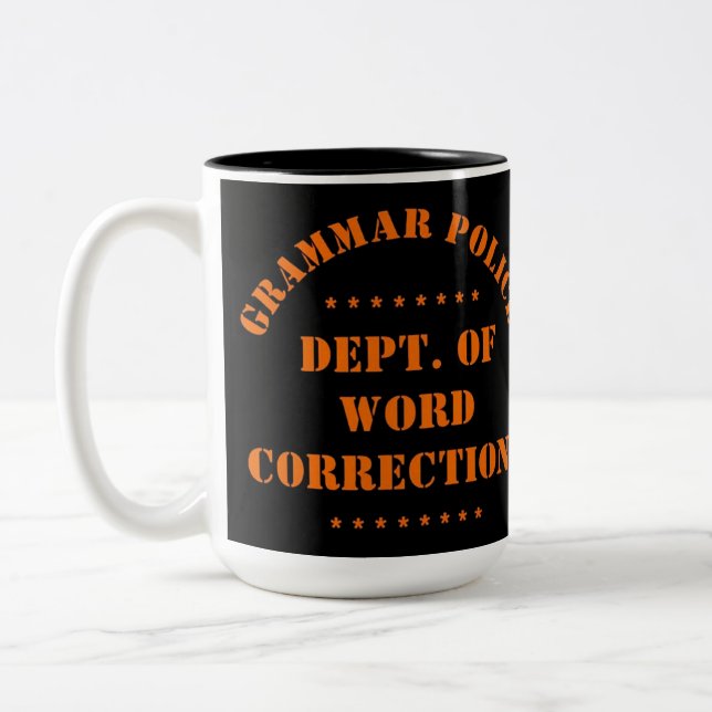 Tasse 2 Couleurs Humour de la police de grammaire (Gauche)