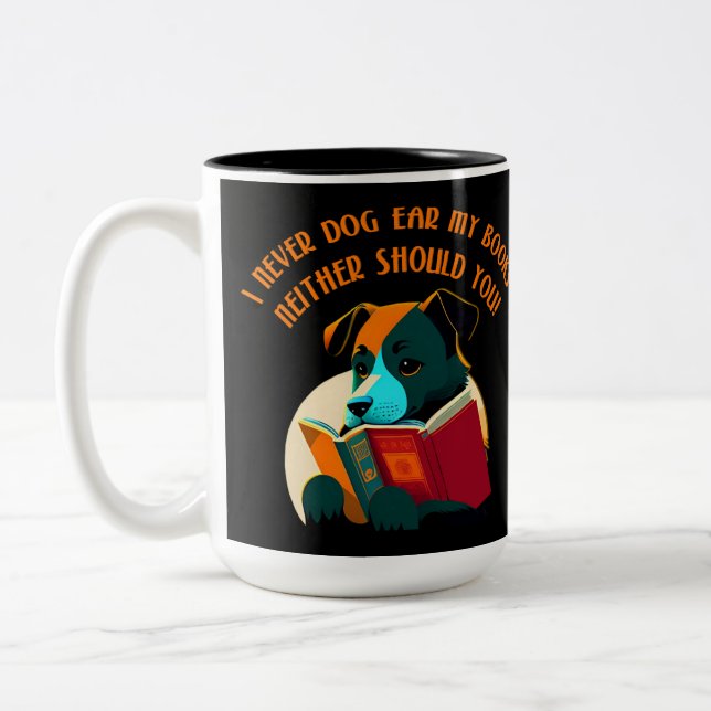 Tasse 2 Couleurs Humour de l'oreille de chien chiot (Gauche)