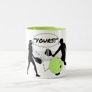 Tasse 2 Couleurs Humour de Pickleball : Le sien, les siens, le vôt