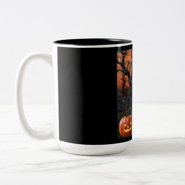 Tasse 2 Couleurs Humour de pierre de l'Halloween "Dustin Ash" (Gauche)