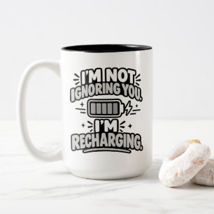 Tasse 2 Couleurs Humour d'introverti Je ne vous ignore pas Recharge