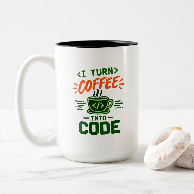 Tasse 2 Couleurs Humour Informatique Programmeur Je Transforme Le C (Avec donut)