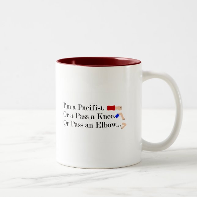 Tasse 2 Couleurs Humour pacifiste mixed martial art (Droit)