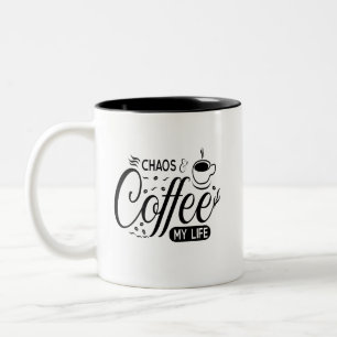 Tasse 2 Couleurs Humour Simple Café Matin Chaos Ma Vie Gras