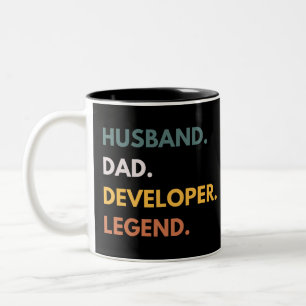 Tasse 2 Couleurs Husband Papa Développeur Légende Drôle Programmeur