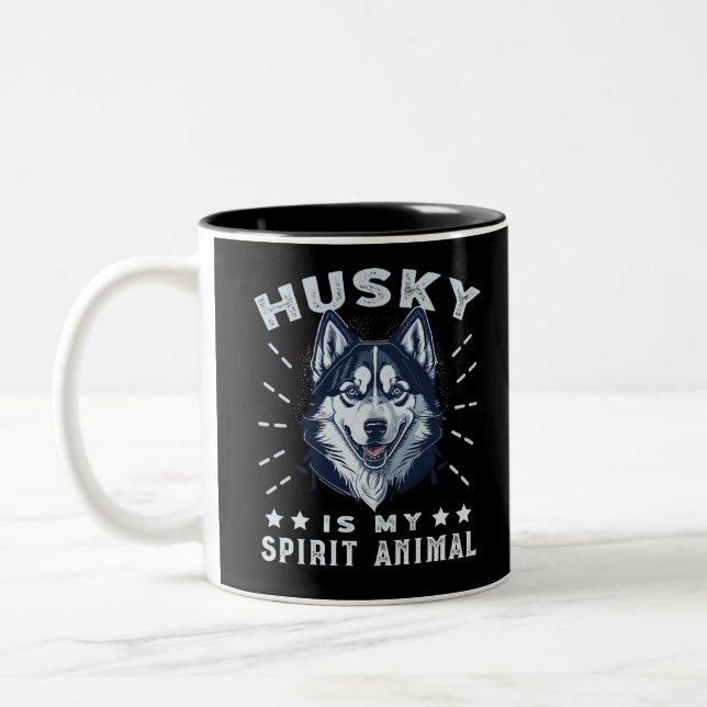 Tasse 2 Couleurs Husky Est Mon Esprit Animal Majestic Husky Chien (Gauche)