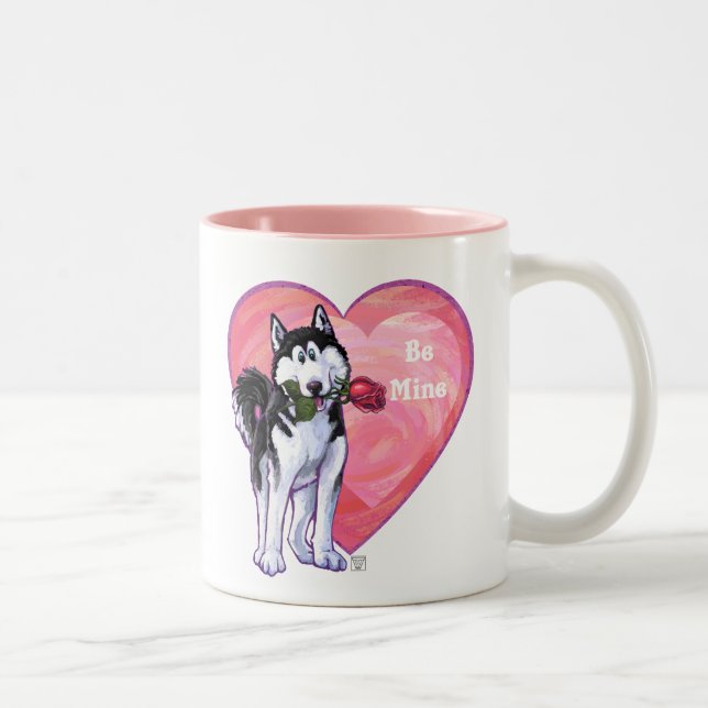 Tasse 2 Couleurs Husky Valentine's Day (Droit)