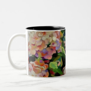 Tasse 2 Couleurs Hydrangea Blossom Art Décoratif Floral Rose