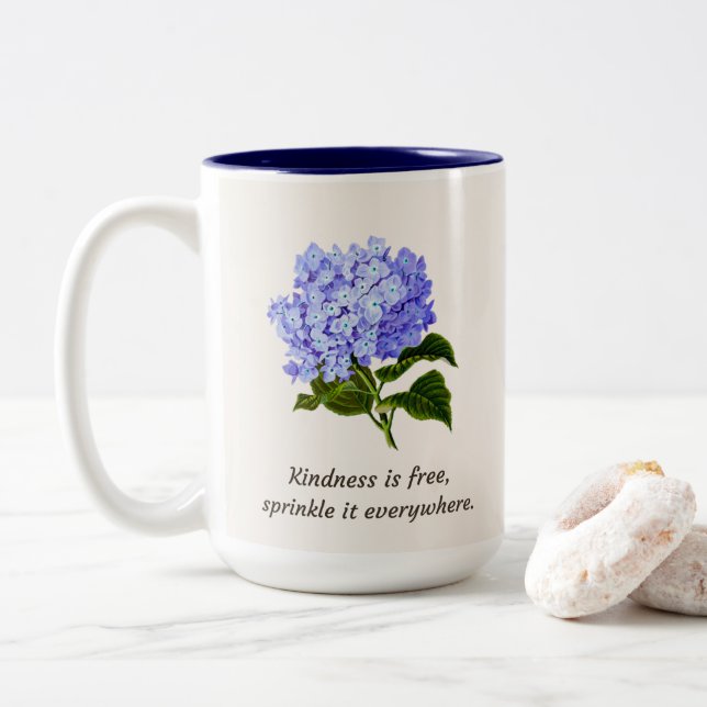 Tasse 2 Couleurs Hydrangée bleue (Avec donut)