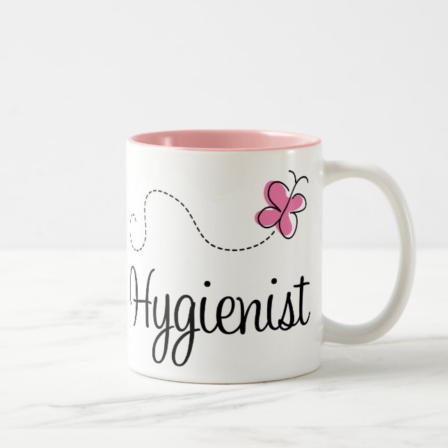 Tasse 2 Couleurs Hygiéniste rose mignon de papillon (Droit)
