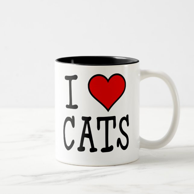 Tasse 2 Couleurs I chats de coeur (Droit)